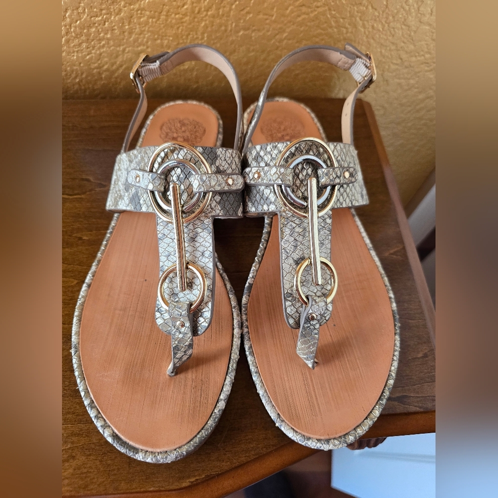 Vince Camuto Women's Snakeprint Sandals with Gold & Silver Accents Size 7.5